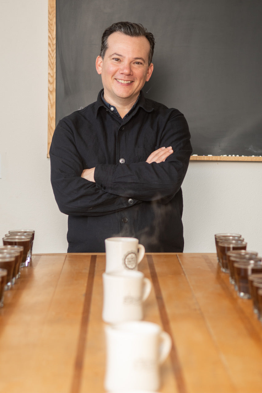 Oliver tasting coffee